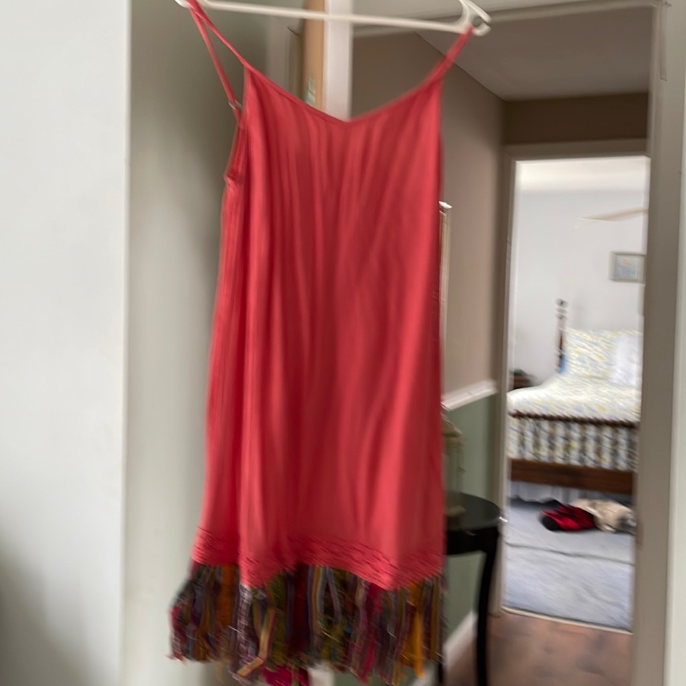 Summer dress . Spaghetti straps with lace & fringe bottom